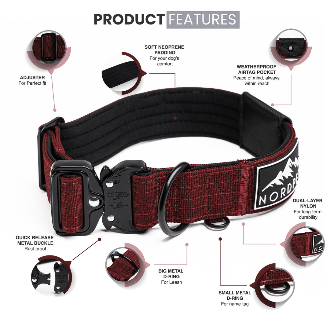 NordPet Premium AirTag Dog Collar - Ruby